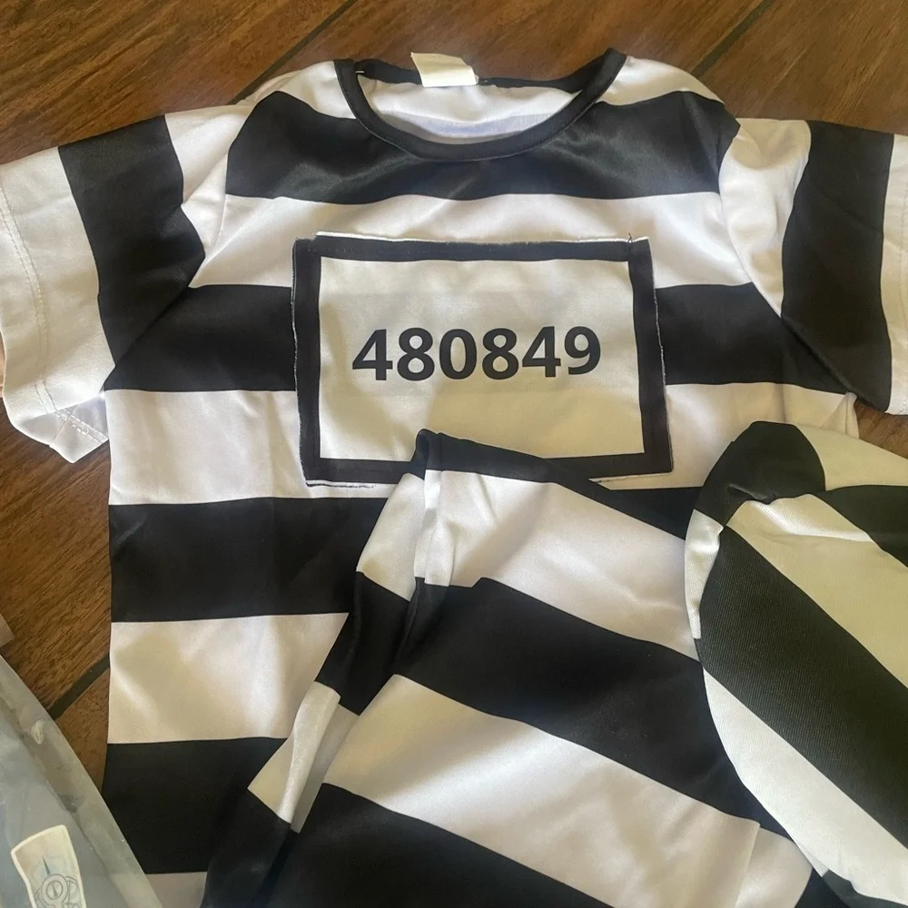 SPOOKTACULAR CREATIONS prisoner inmate Halloween costume with tattoo sleeves -S